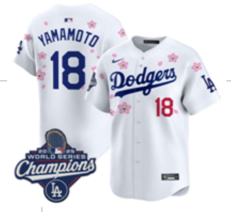Men Nike 2026 Los Angeles Dodgers #18 Yamamoto White Sakura Edition Game MLB Jersey 072->women mlb jersey->Women Jersey